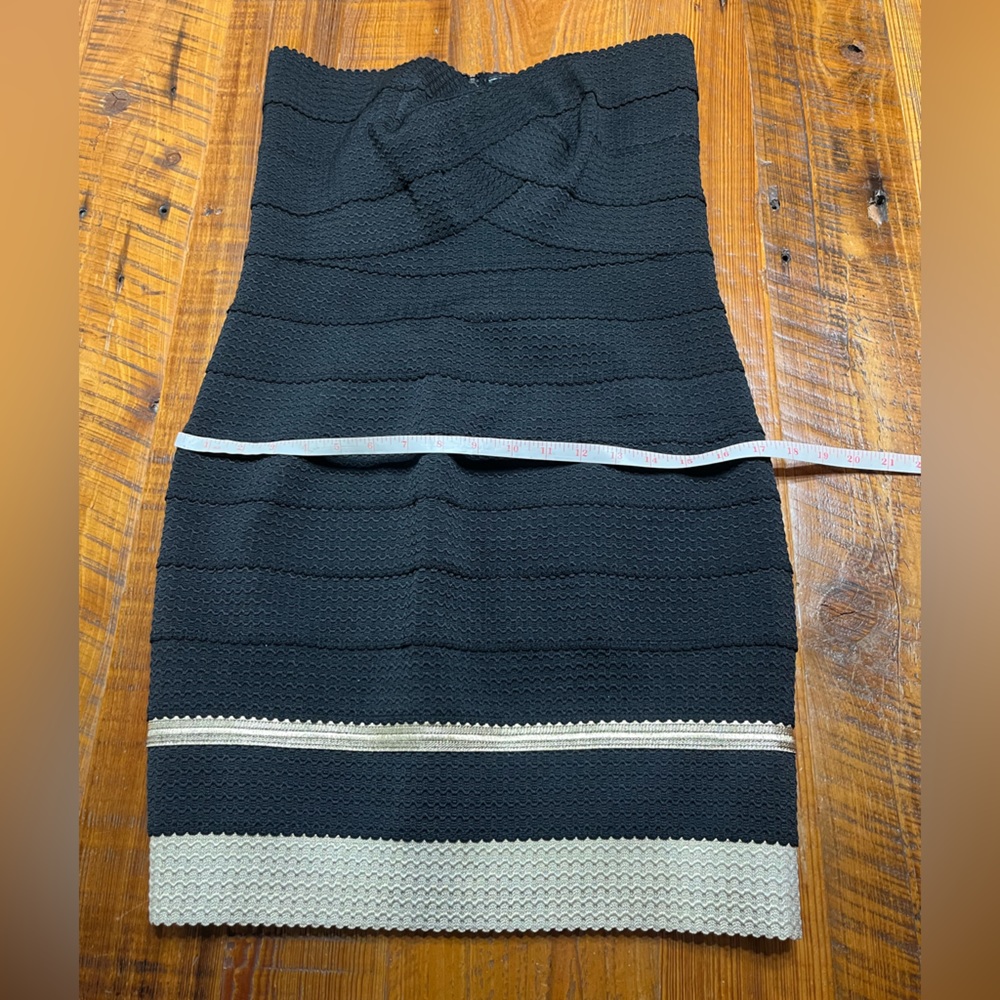 Sans Souci NWT Black & Gold Strapless Bodycon Bandage Dress Size Large - Picture 4 of 7